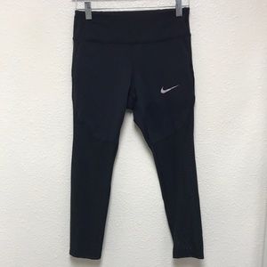 Nike Running Dri-Fit Black Capri Athletic Workout Running Leggings Women Small